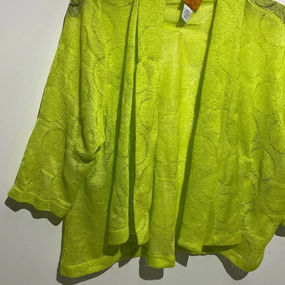 Rudy Rd. Women's Yellow Green Open‎ Lace Knit Cardigan Size PXL